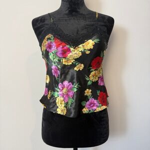 Vintage Victoria's Secret Gold Label Floral Lace Cropped Camisole Womens Small